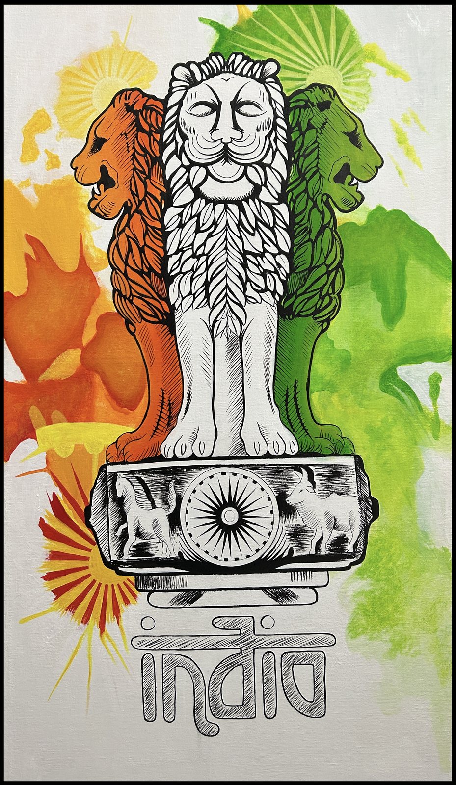 National Emblem of India — Acrylic Painting by Ruchita Akotkar