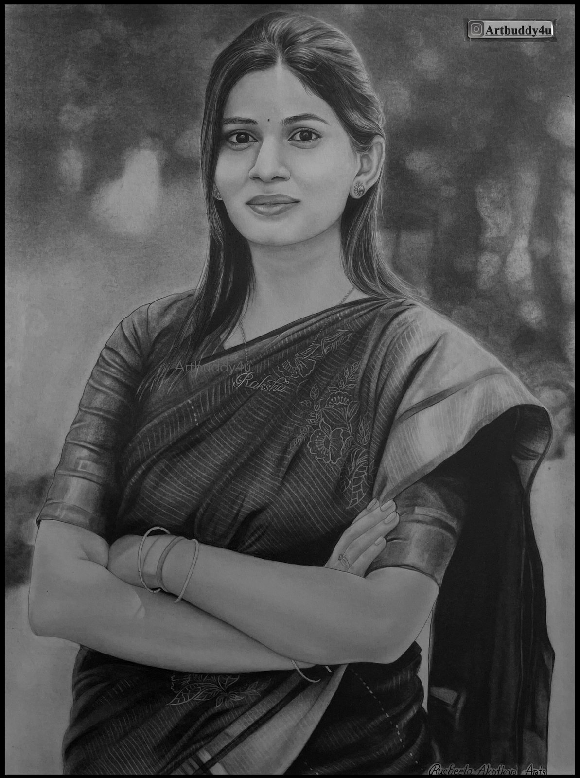 Lady in Saree — Black & White Portrait by Ruchita Akotkar