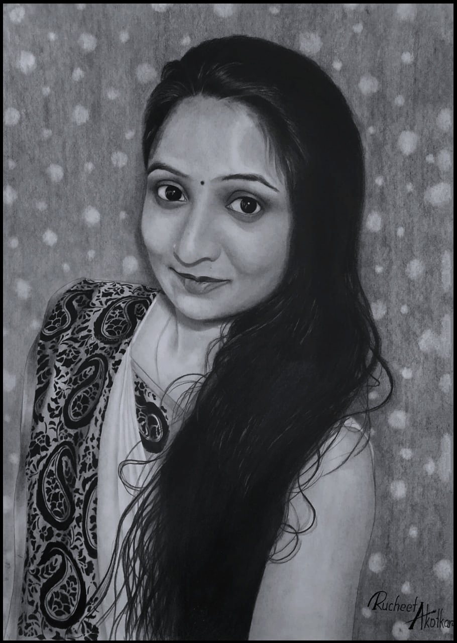 Graphite Portrait Study — Black & White Portrait by Ruchita Akotkar