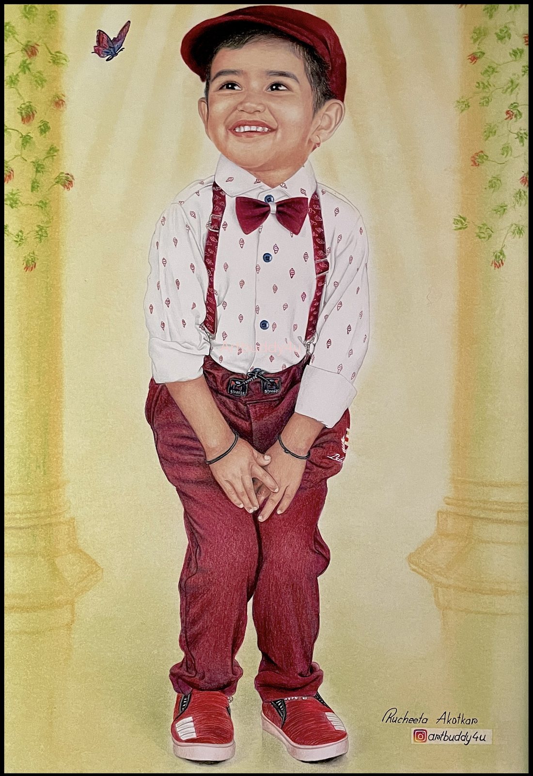 Little Boy in Red Cap — Colour Portrait by Ruchita Akotkar